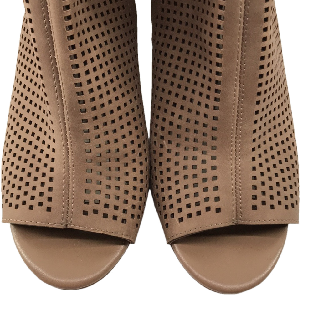ANA TROUT—Wm’s Taupe Open Toe/Heel Mesh Ankle Sandals Stacked 3”Heel Side Zip—6M - Picture 11 of 16